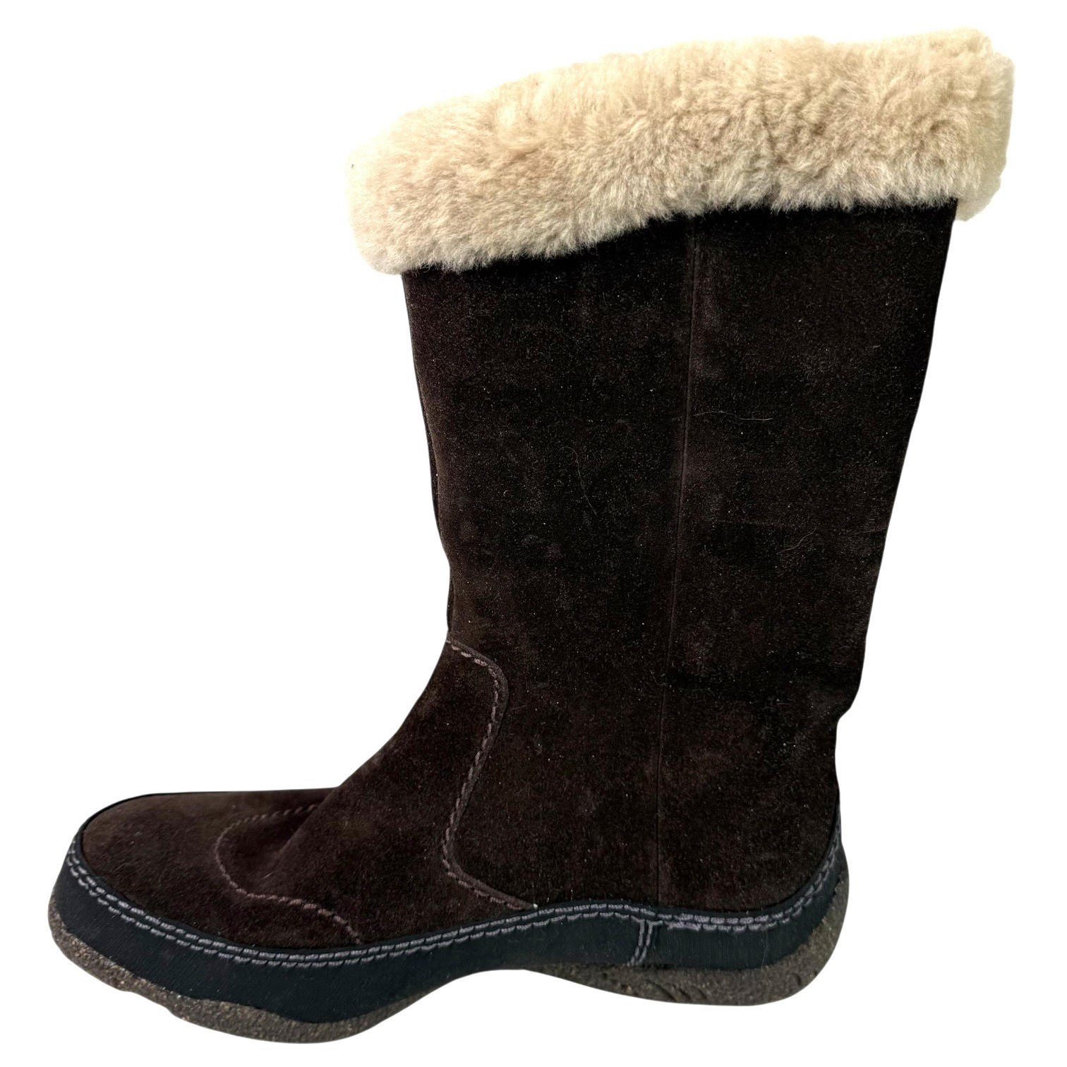 Clarks Womens Novice Moon Winter Boots Suede Shearling Mid-Calf Brown Size 7