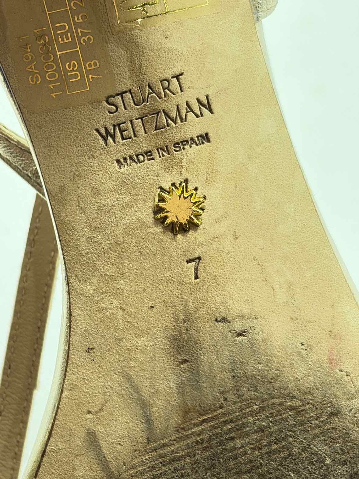 Pre-Owned Stuart Weitzman Gold Size 7 Strappy Sandals