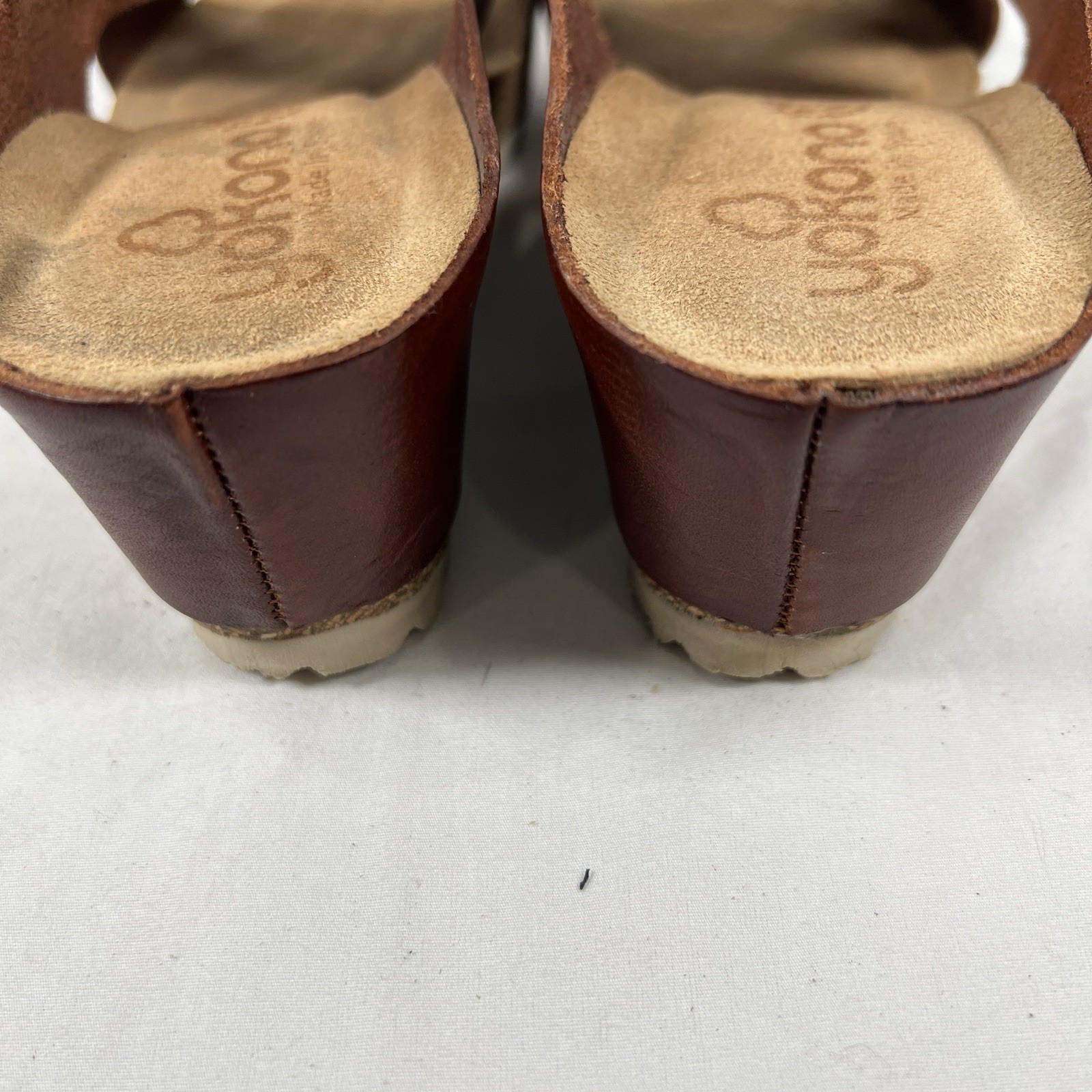 Yokono Spain Brown Leather Platform Slide Sandals Sz. 8 Minimalist Boho