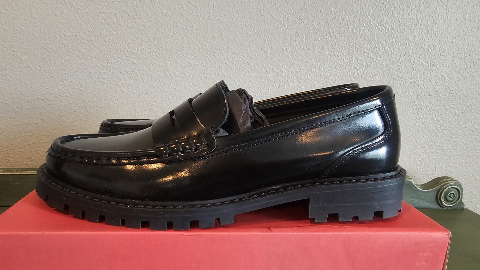 Maeve Anthropologie Lug Sole Black Penny Loafers Shoes NEW NIB