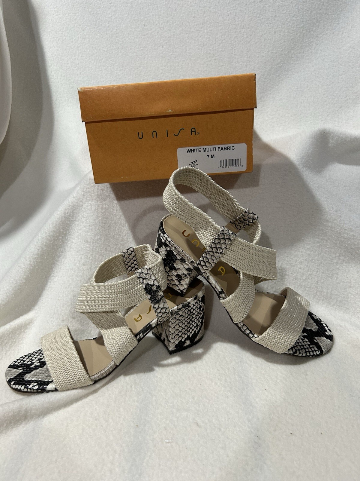 Unisa faux “snake print” Fabric Elastic Sandals women shoes Size 7m NEW