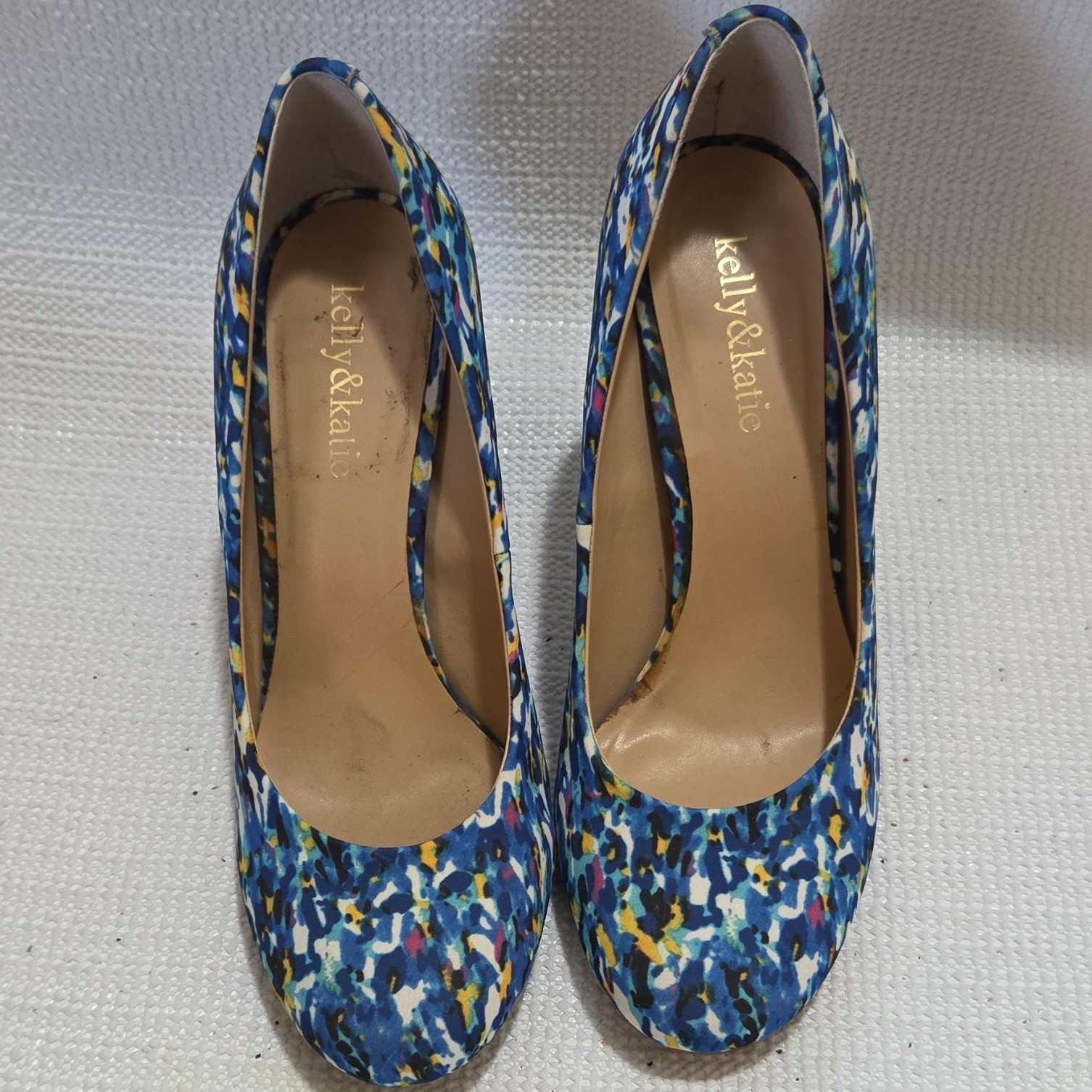 Kelly & Katie Women’s Pump Heels Slip-On Stiletto Almond Toe Abstract Print 8.5M