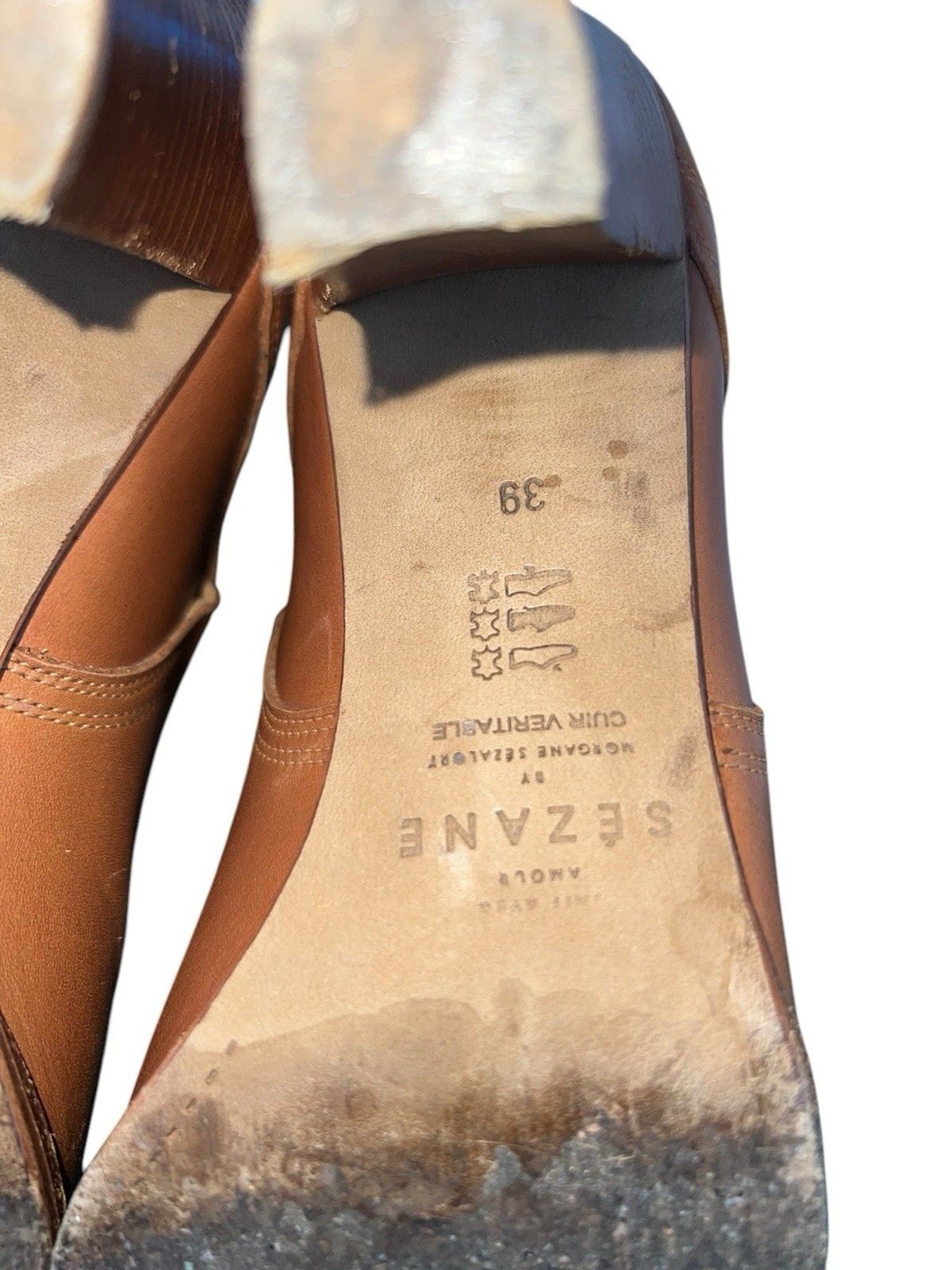 Sézane Montana High Boots – Camel Color Smooth 100% Bovine leather Upper Size 39
