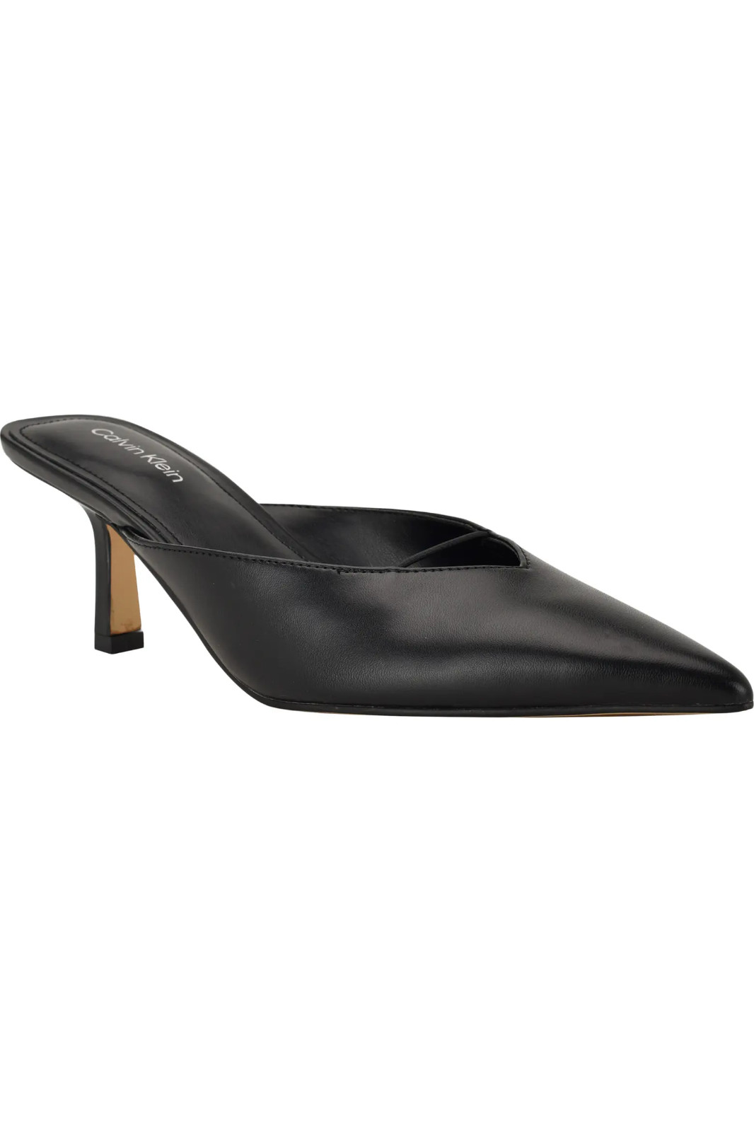 Calvin Klein Black Camily Pointed Toe Kitten Heel Mules Size 6