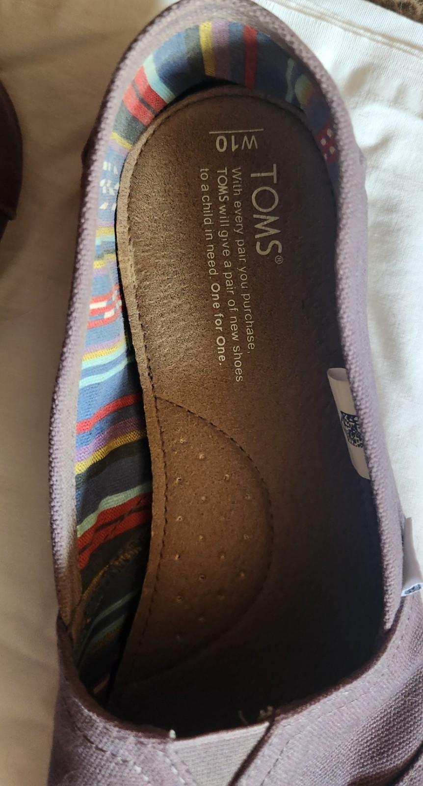 Preowned TOM’s Slip-on Shoes Size 10W Purple Mauve In Color QR to Authentic