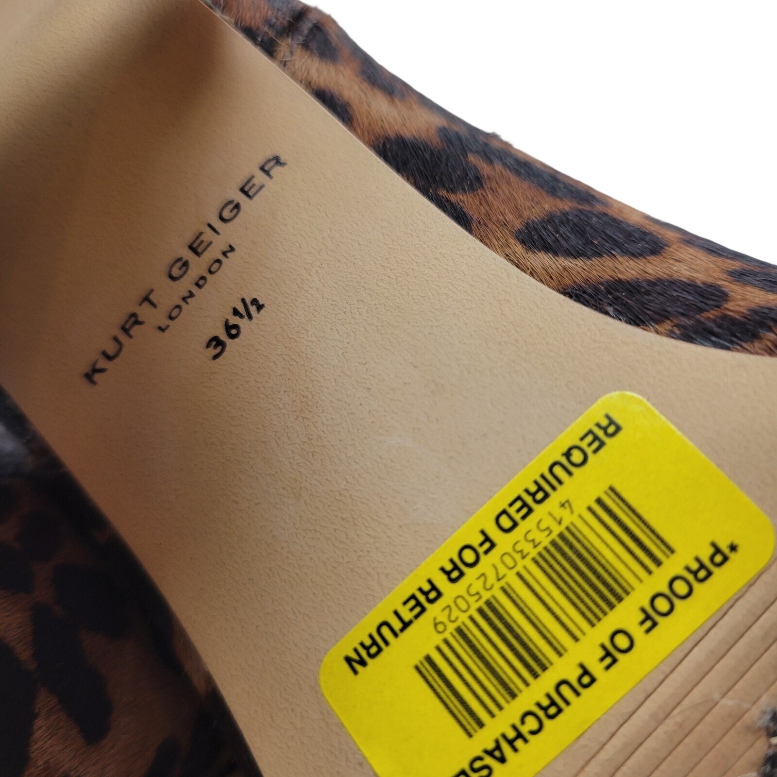 Chelsea Ankle Bootie Kurt Geiger Cheetah Leopard Heels 36.5 US 6 Designer Emblem