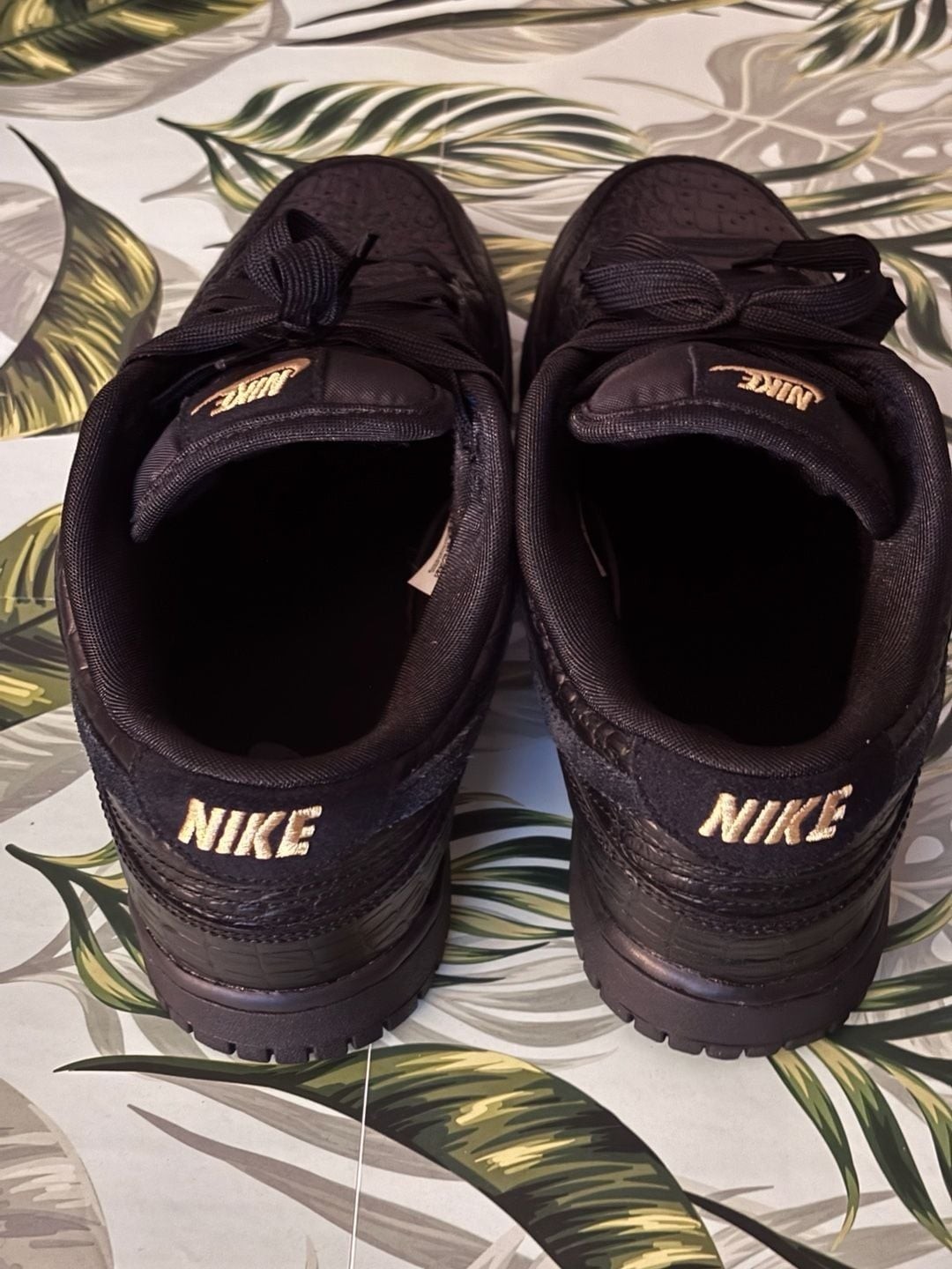 Nike Dunk Low SS Black Metallic Gold Crocodile Embossed