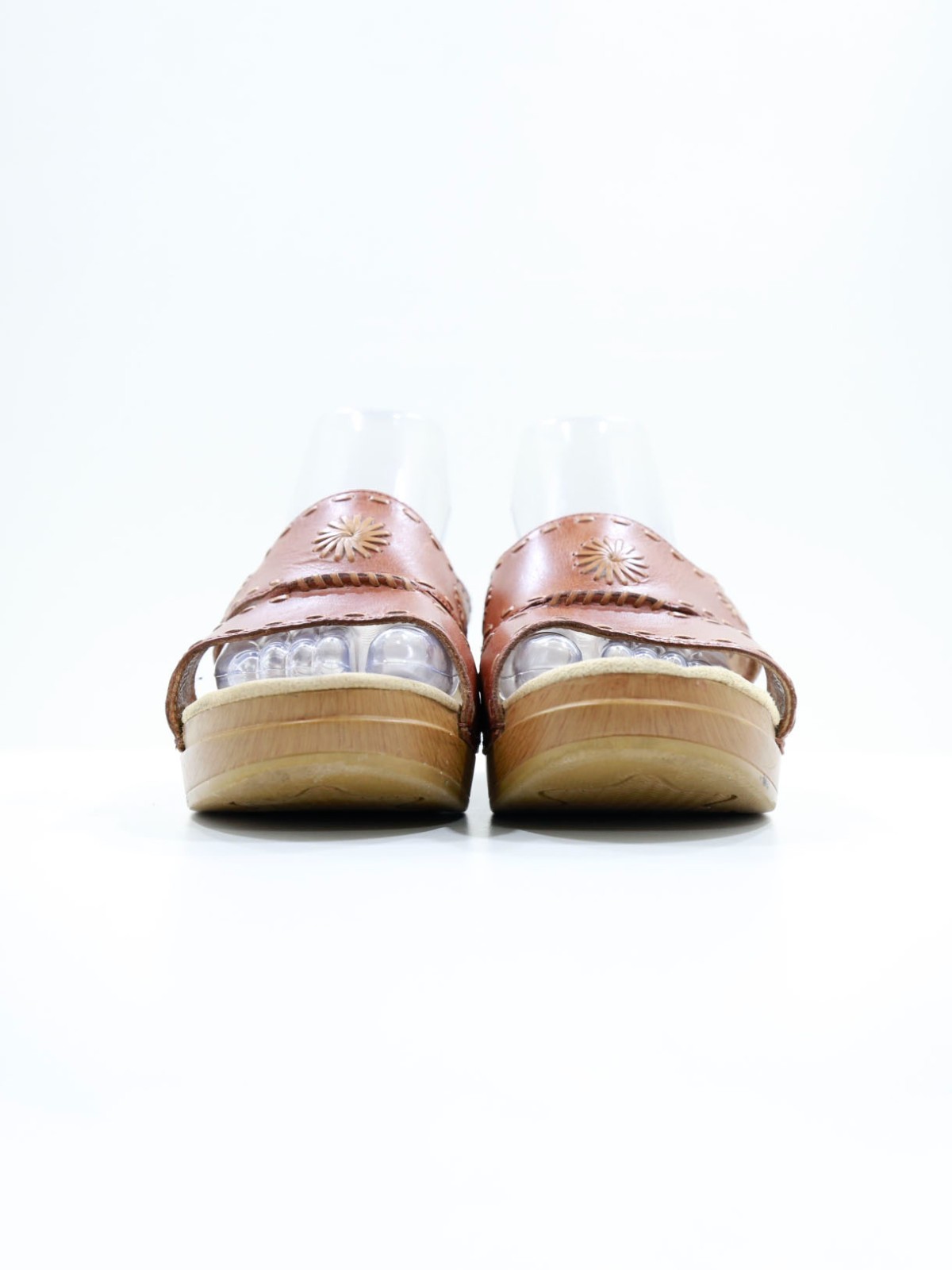 Dansko Sunny Brown Leather Chunky 2.5″ Wood Wedge Heel Sandals – 9.5/EU 40