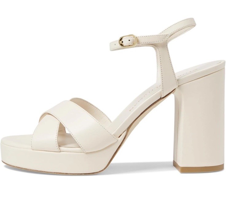 STUART WEITZMAN Dayna Platform Cream Leather Sandal Women Size 8.5 US