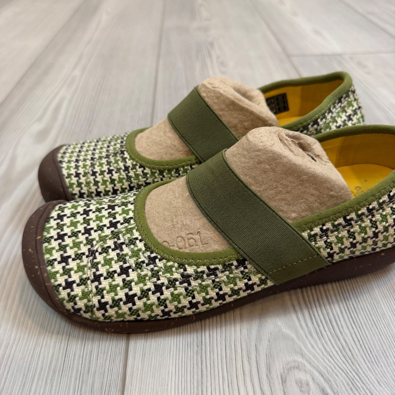 Keen Sienna MJ Canvas Loden Print Houndstooth Green Mary Jane Flats Womens 8 NEW