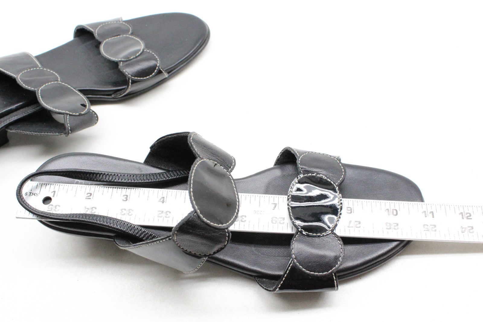 Munro American Eclipse Black Leather Sling Back Sandals Size 11 M