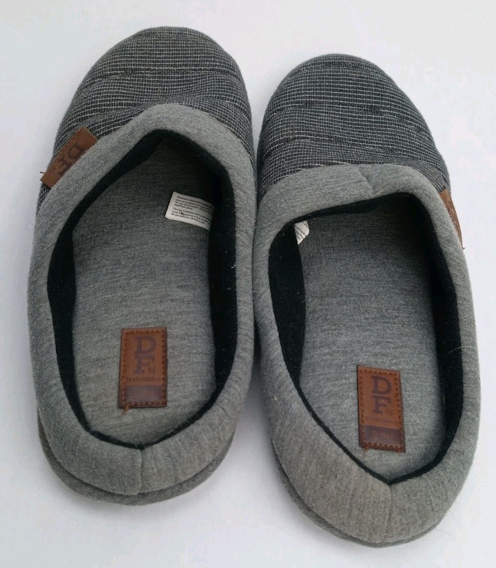 DF by Dearfoams Slide Scuff Slipper with Memory Foam Gray Black Size M 9/10