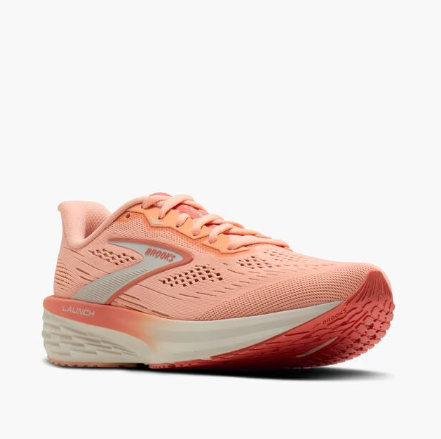 BROOKS Women’s Launch 12 Running Shoes Peach/Coconut/Peach Echo New