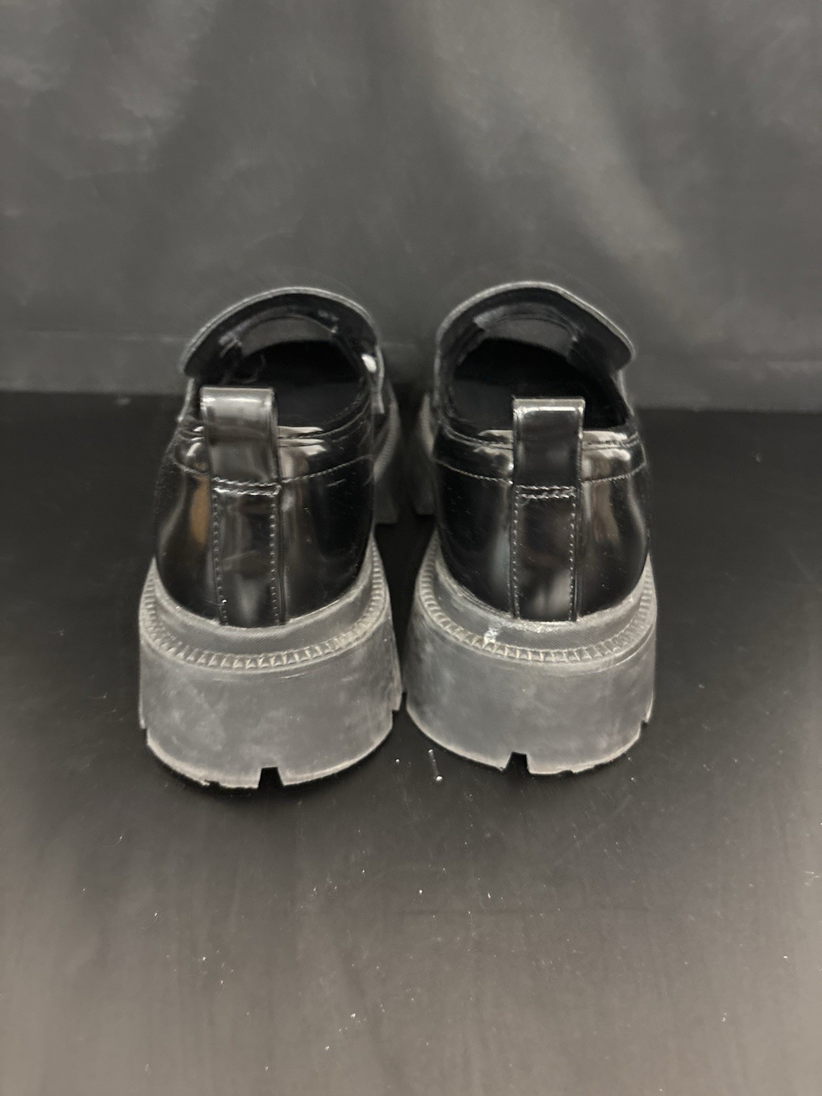 Black Madden NYC Faux Leather Platform Loafers size 8