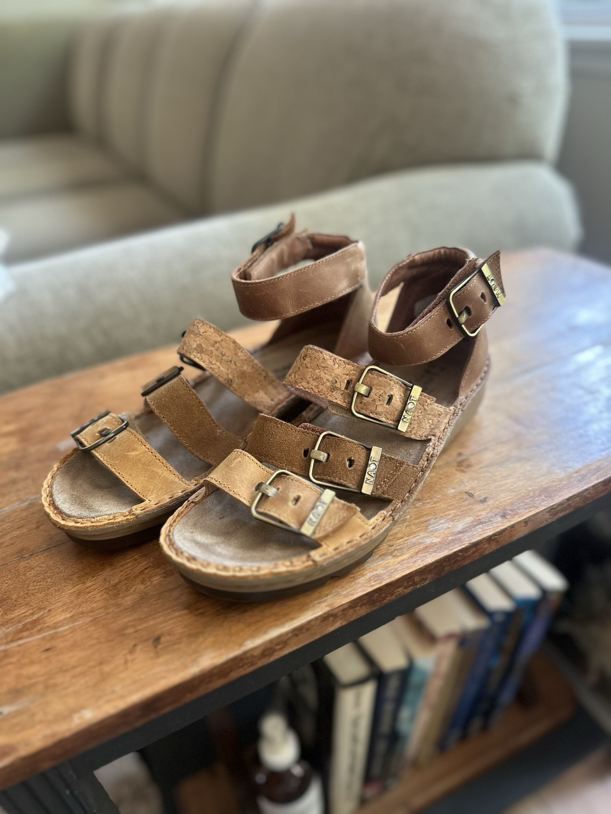 Naot Women’s Begonia Comfort Leather Sandals, Size 6/37 EUR, Brown, Adjustable