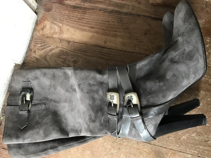 Women navy boot boots grey suede 39 #B8I6