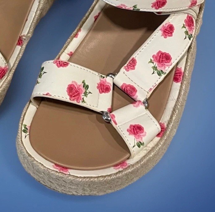Aerosoles Espadrille Sandals 10.5 Floral Rose Platform Comfort Laura Ashley Pink