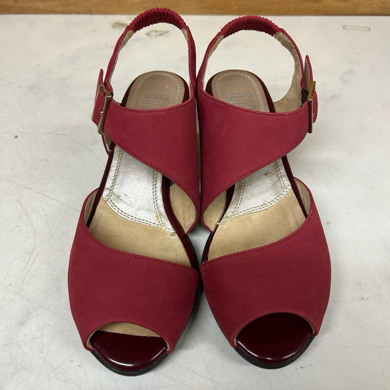 fitfit Women’s Open Toe Slingback Sandals Burgundy Size 24.0cm Comfort