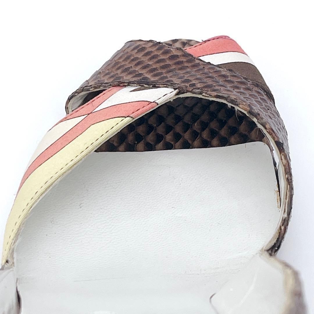 EMILIO PUCCI Python Pumps Heel Pucci-print scarf Open-toe sandal EU 37.5 /UK 4.5