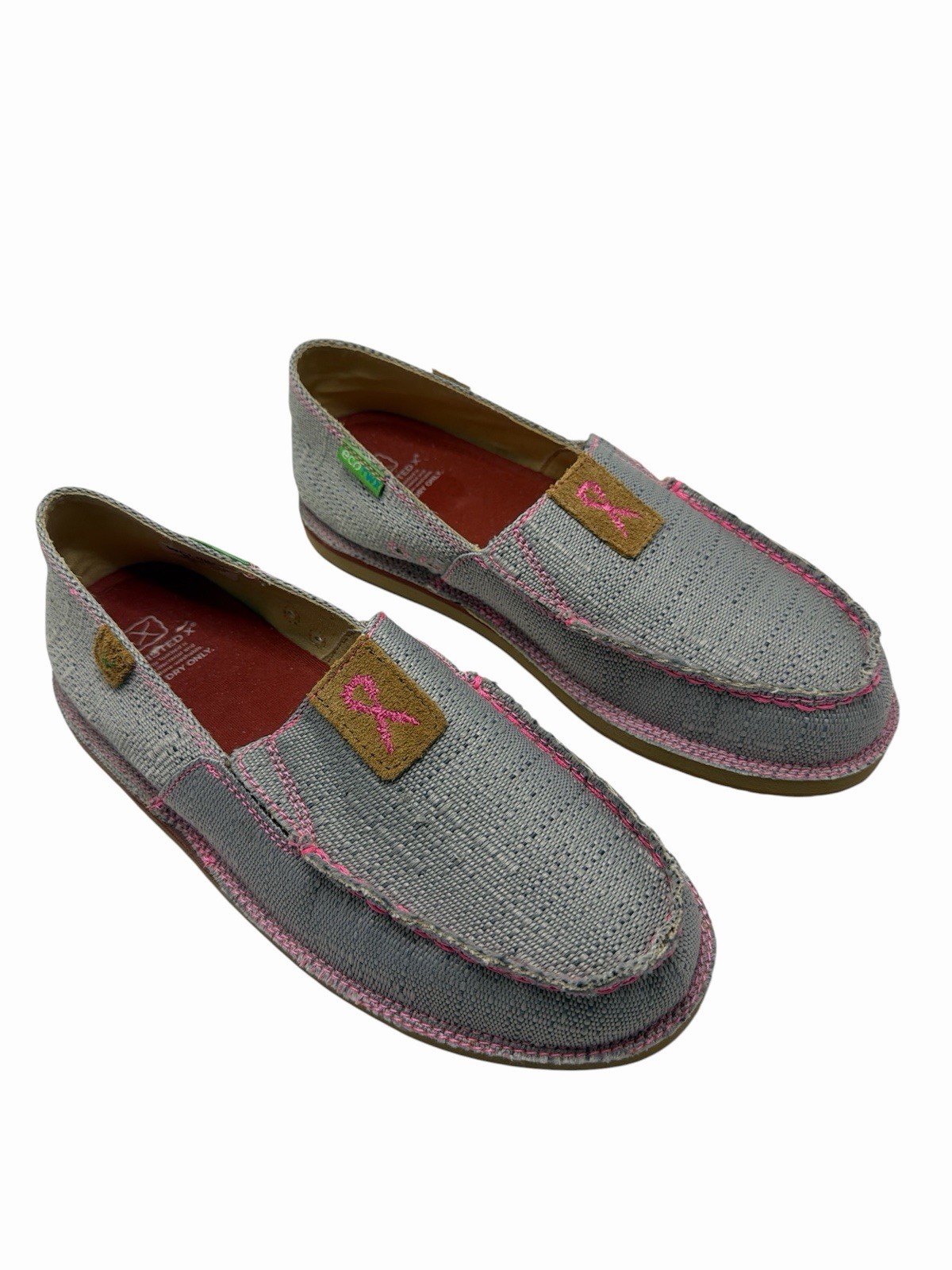 Twisted X Shoes Slip On Women’s 8.5M Eco Friendly Gray Pink Trim