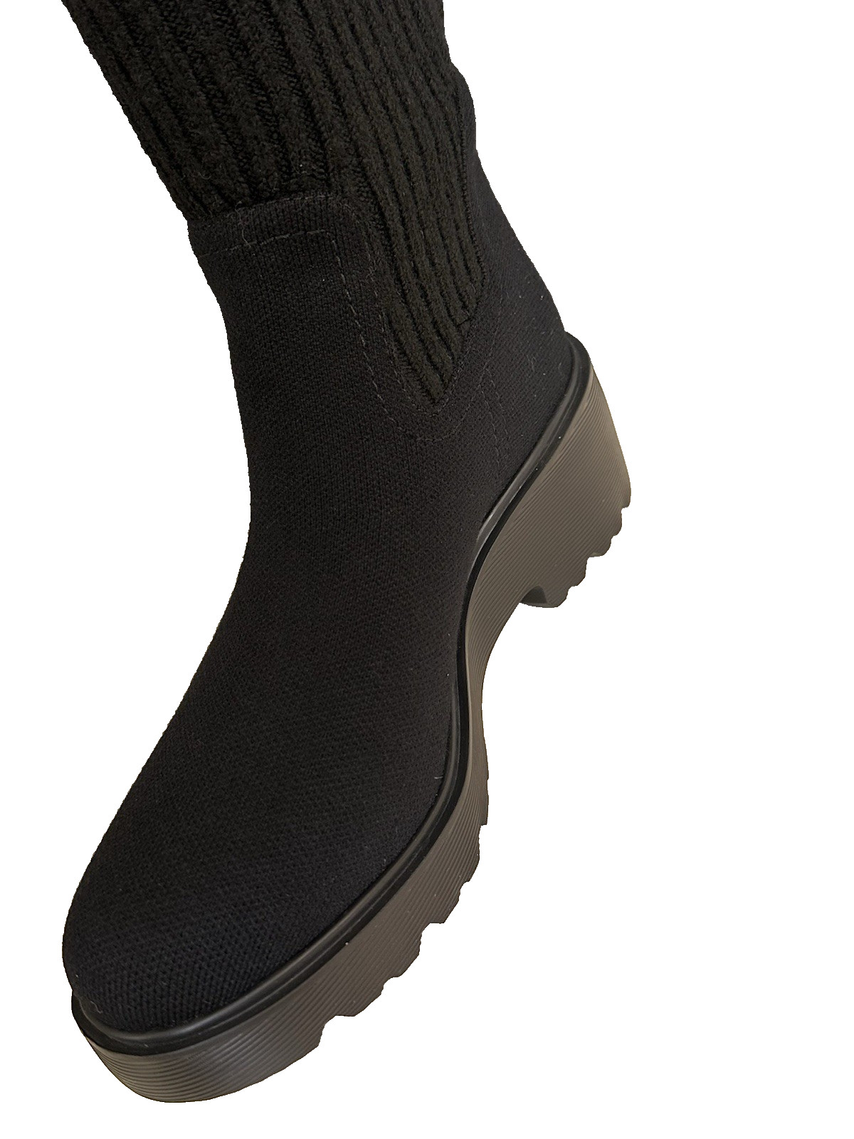 NEW Vivaia Eduarda Knee High Wool Black Boots Chunky Lug 40/US 10 Platform NEW