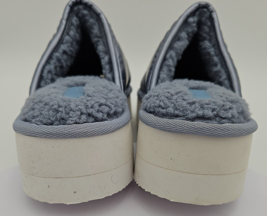 MAEVE Anthropologie Sz W/Medium Puffy NEW Platform Slippers Silver Metallic NWOB