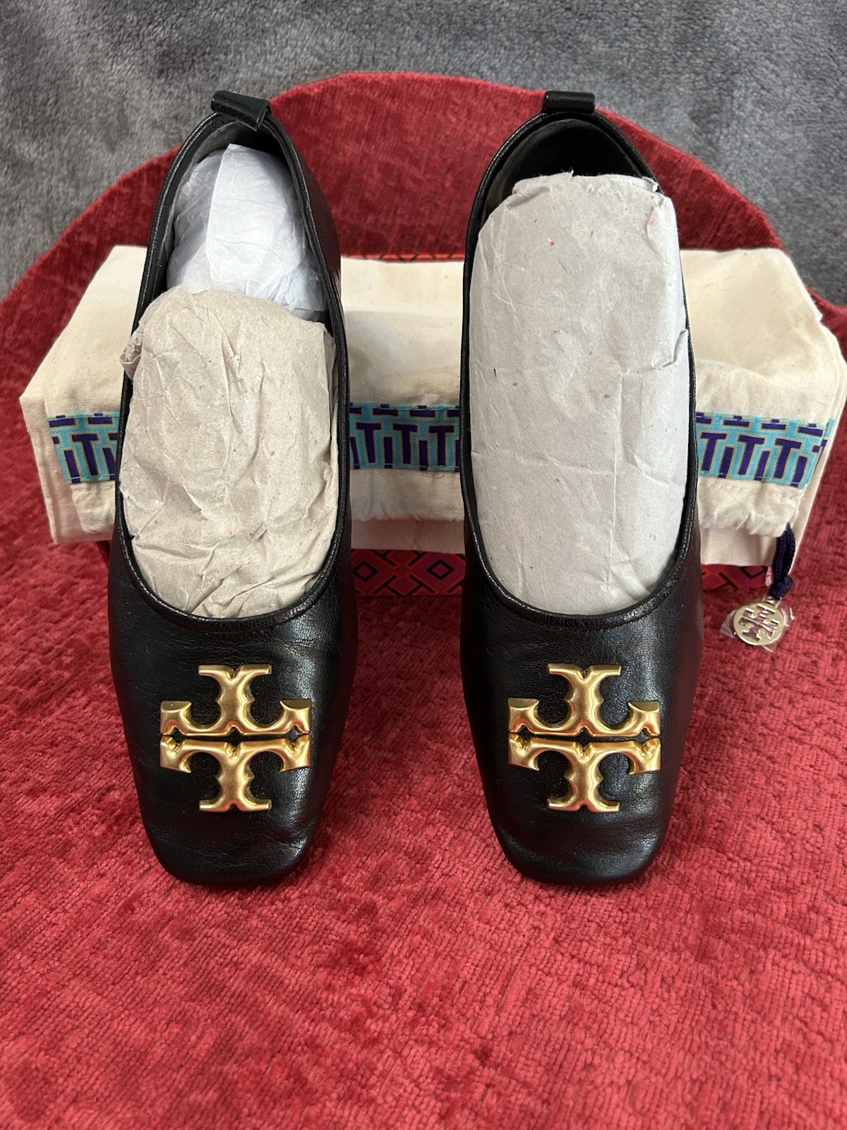 Tory Burch Eleanor Ballet Flat Perfect Black Style 141296 Size 6.5 M