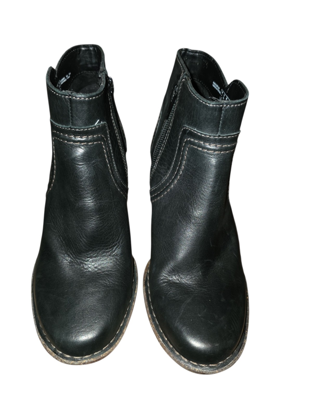 Clarks Carleta Paris Ankle Boot Side Zip Women 6.5 M Black Leather Heeled Bootie