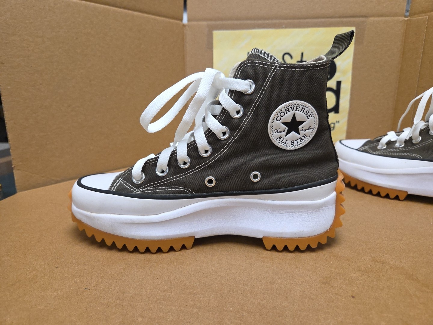 Size Women 5 Men 3.5 Converse Run Star Hike High Cargo Green Khaki * No Insoles