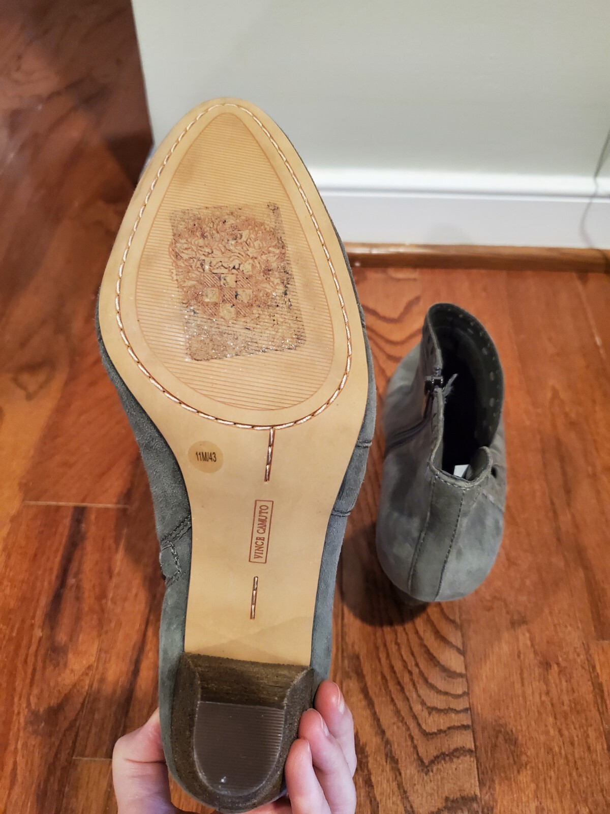 Vince Camuto | Womens Size 11M Grey Fileana Split Shaft Suede Leather Bootie