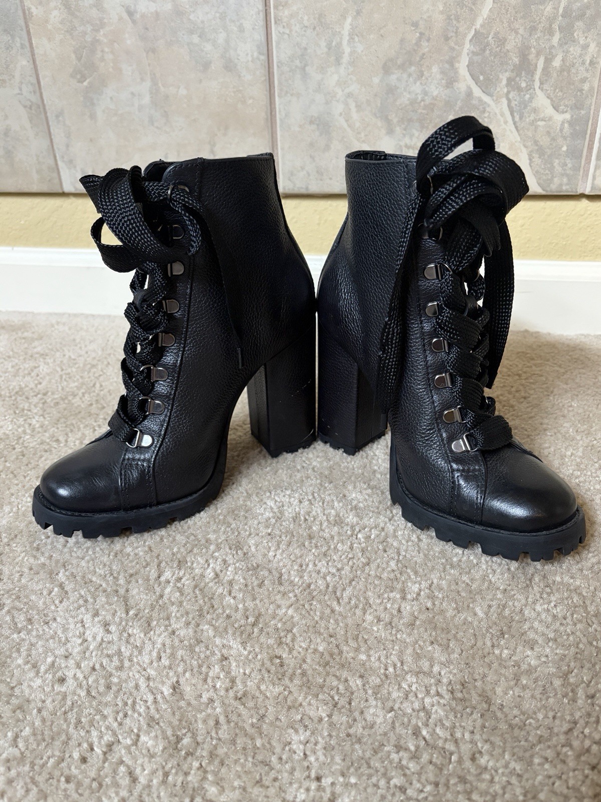 Schutz Black Leather Boots Size 7