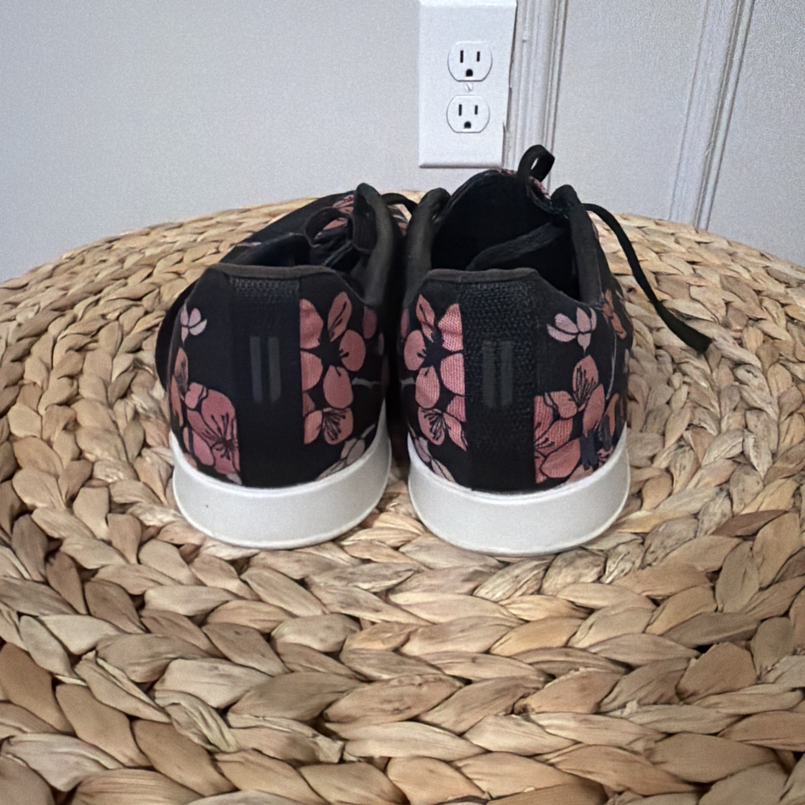 NoBull Black Cherry Blossom Canvas Trainer Sneakers M 7.5 W9