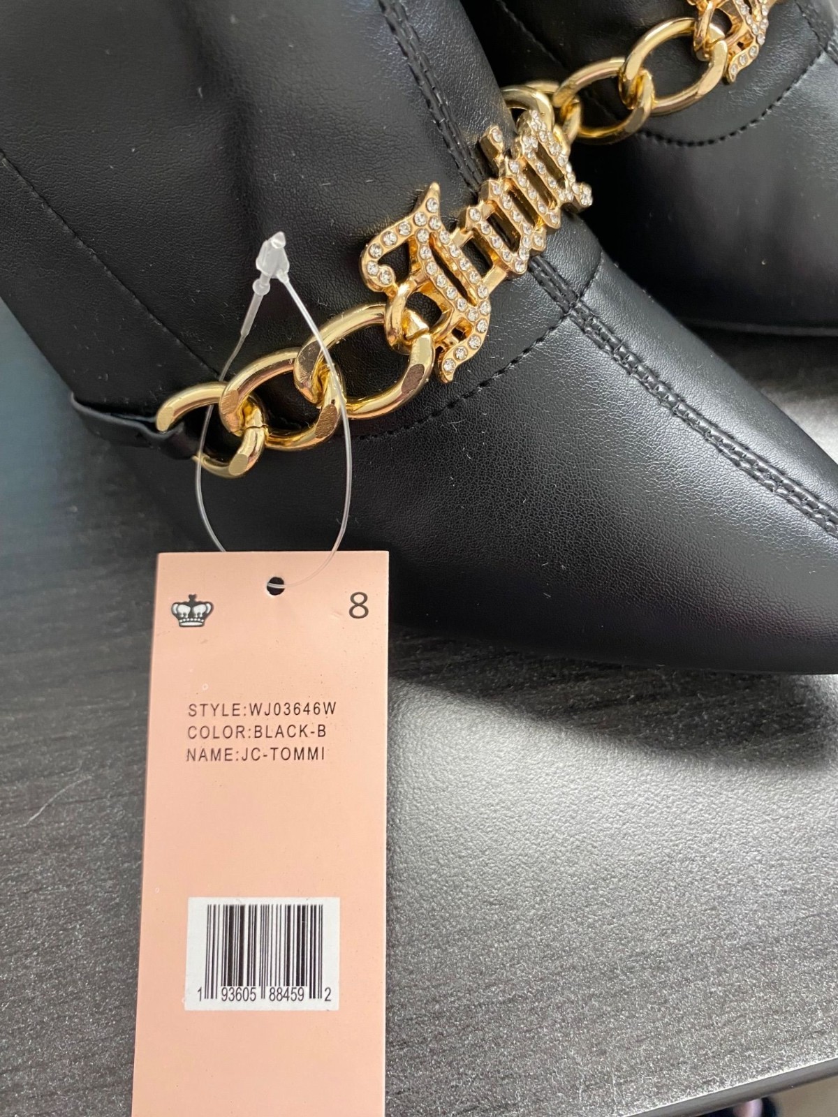 Juicy Couture Womens Pointed Toe Heel Ankle Booties Shoes Black Size 8 Defected