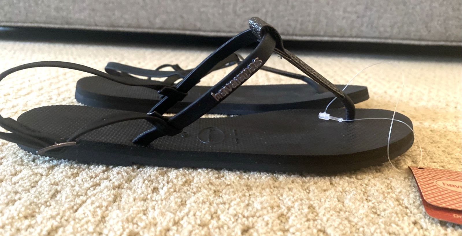 HAVAIANAS You Riviera Rio Sz 9.5 Black Metallic Thong Sandals NWT Flip Flops 41