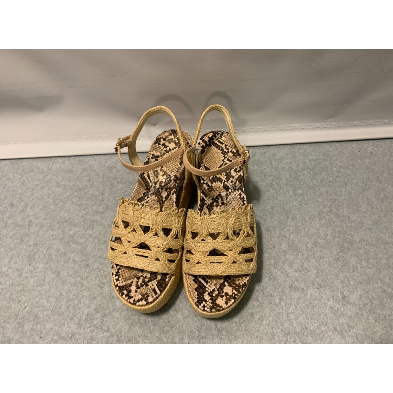 Jessica Simpson Womens Size 8 M Espadrille Platform Rattan Wicker Wedge 2.5 in H
