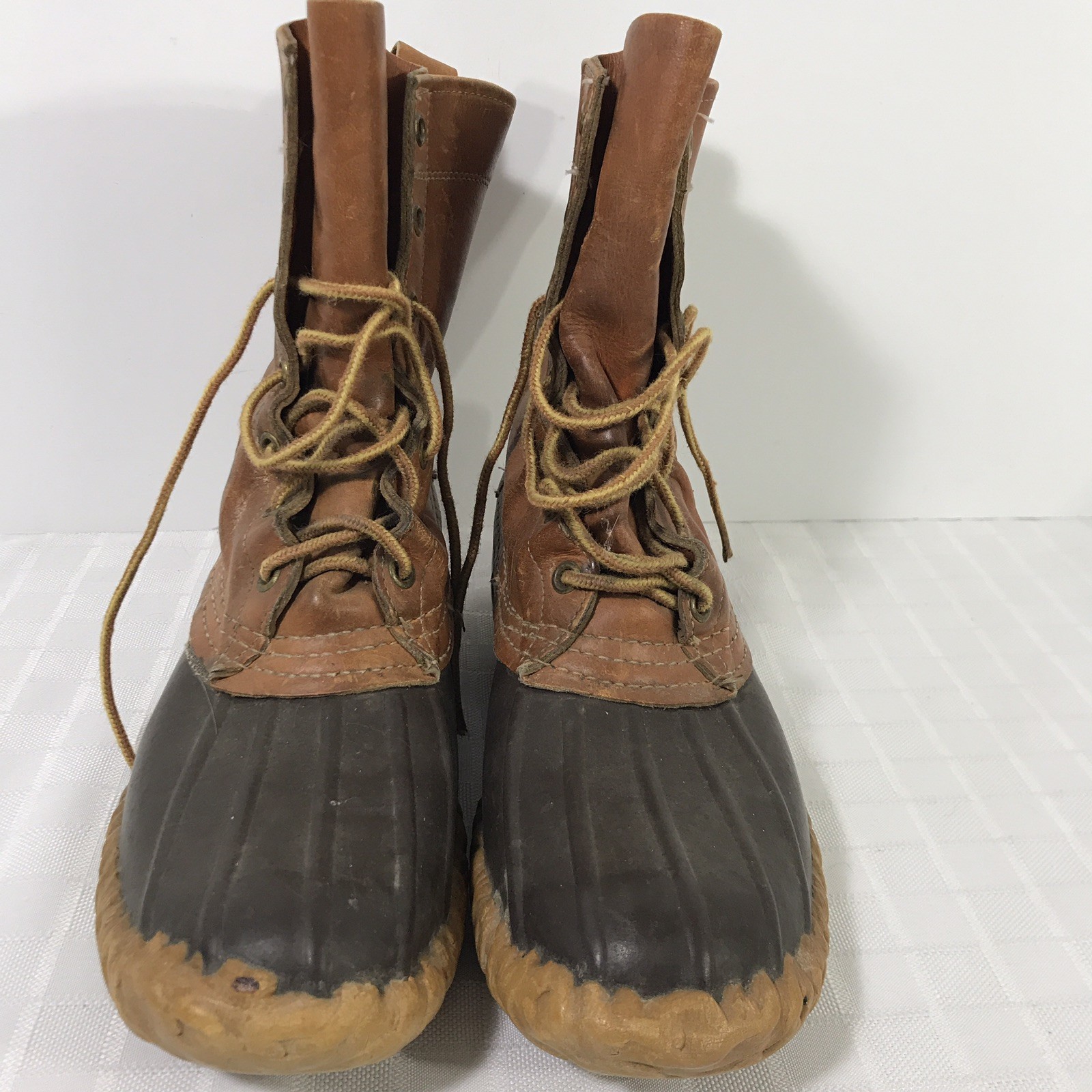 LL Bean Script Cursive Logo Mens 7 Narrow Maine Hunting Duck Boot Rubber Leather