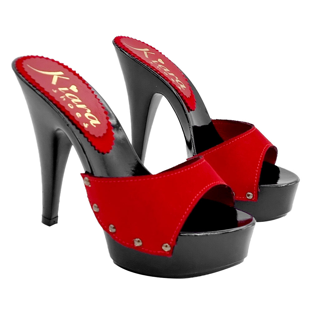 Red Sandals with Suede Band Heel 13 – Made in Italy – K95001 CAM RED