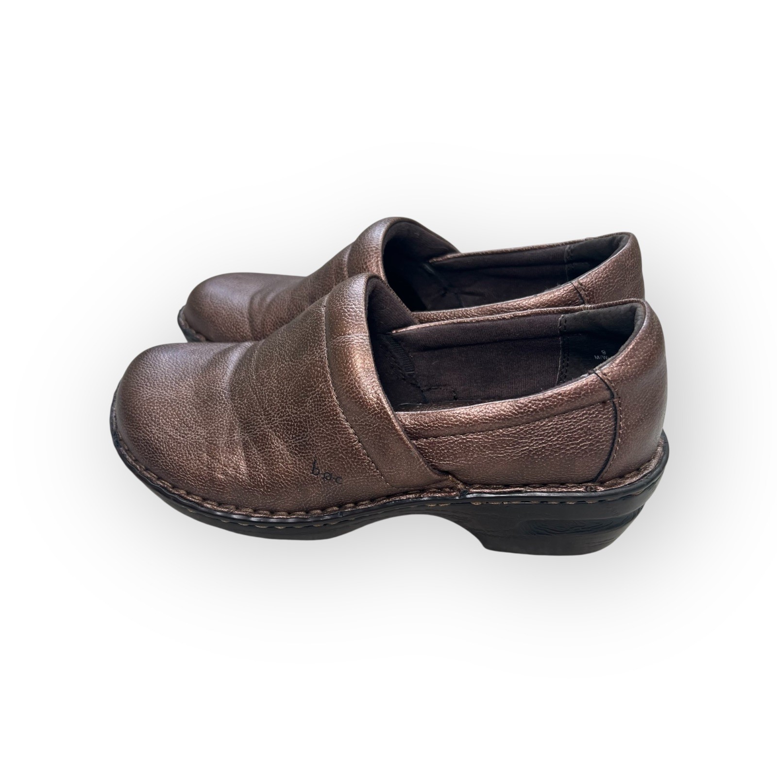 B.O.C. Womens Clogs Slip On Shoes SZ 9 Bronze Metallic Comfort Workwear Casual