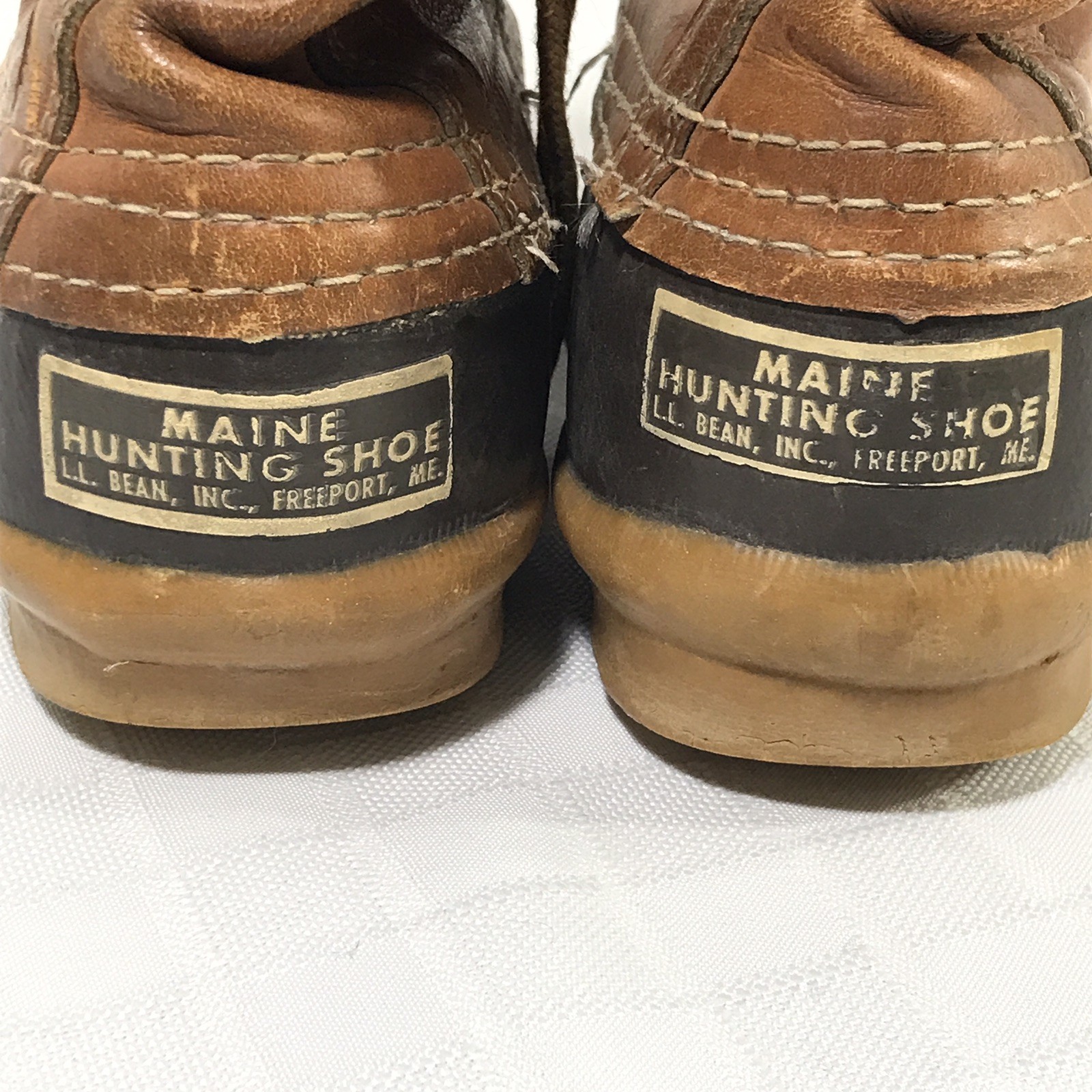 LL Bean Script Cursive Logo Mens 7 Narrow Maine Hunting Duck Boot Rubber Leather