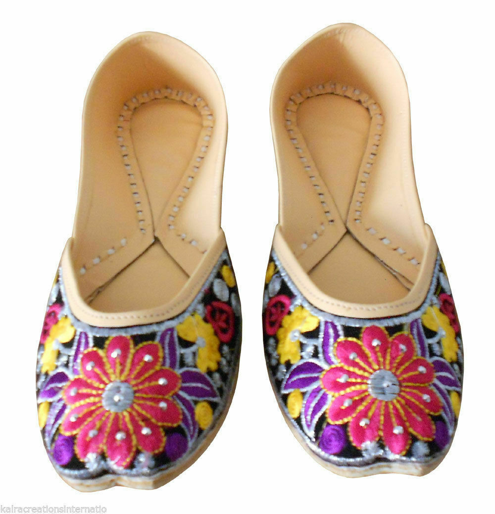 Women Shoes Traditional Handmade Jutties Leather Flip-Flops Mojaries Flat US 5-9