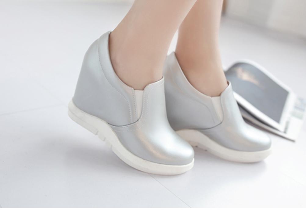 Women’s Casual Sneakers Hidden Wedge High Heel Round Toe Pumps Shoes Slip On Hot