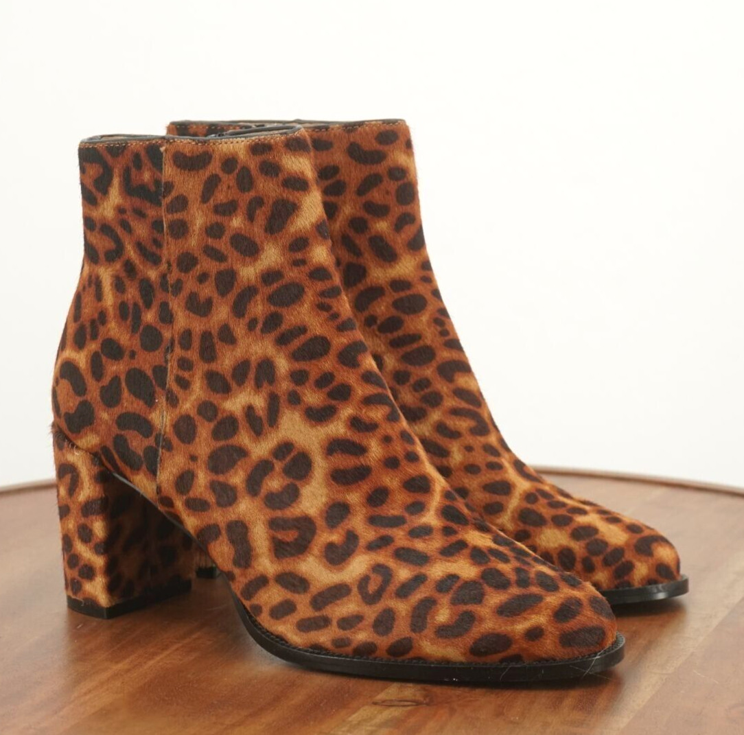 Steve Madden Womens Jozie Genuine Calf Hair Booties Size 7.5 M Leopard Brown