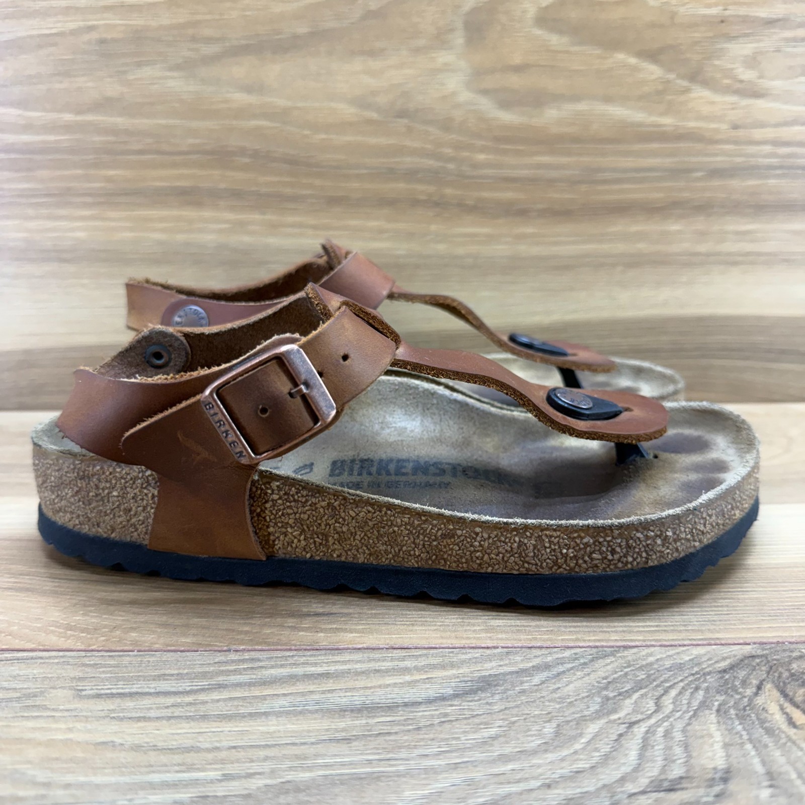 Birkenstock Kairo Sandals Cognac Tan Leather 4 W EU 35 Buckle Travel Vacation