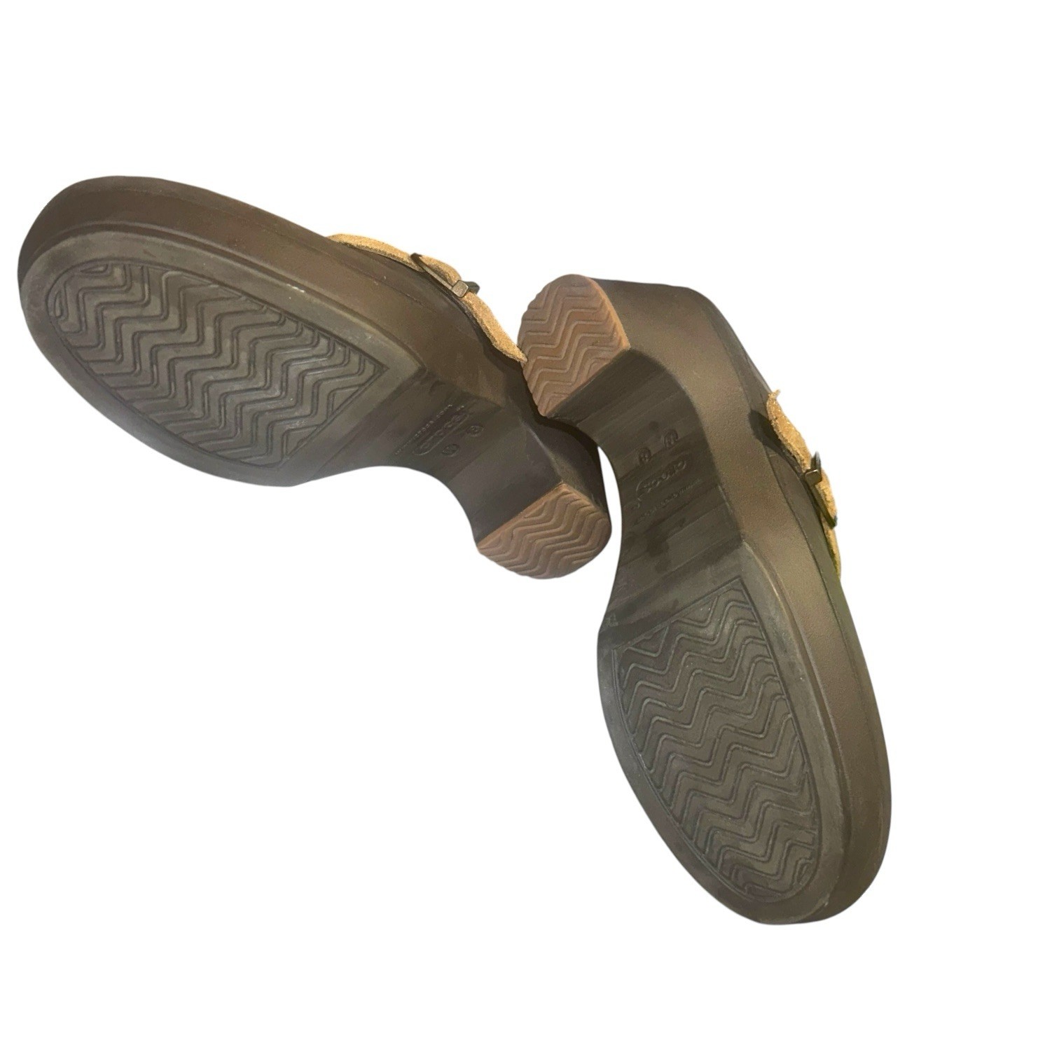 Crocs Sarah Expresso Brown Mule Rubber Block Heel Slip-On Comfy Shoe (W8)