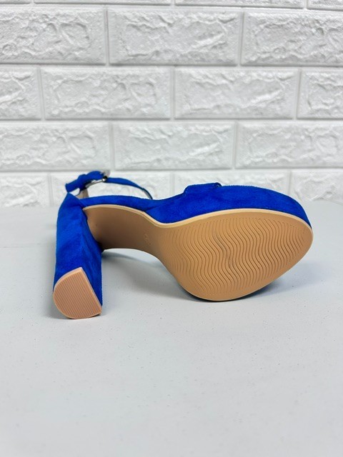 Blue Suede Ankle Strap High Heel Sandles Size 9