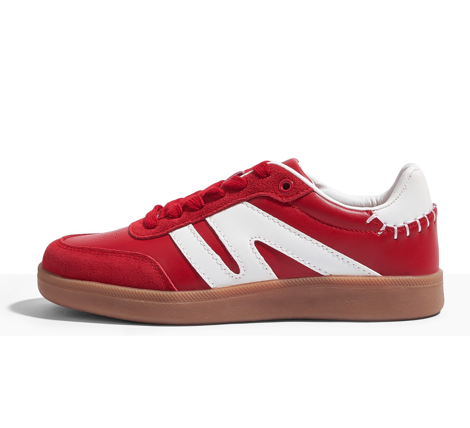 LUCKY STEP Women Classic Retro Gum Sole Fashion Sneakers Genuine Leather Trainer