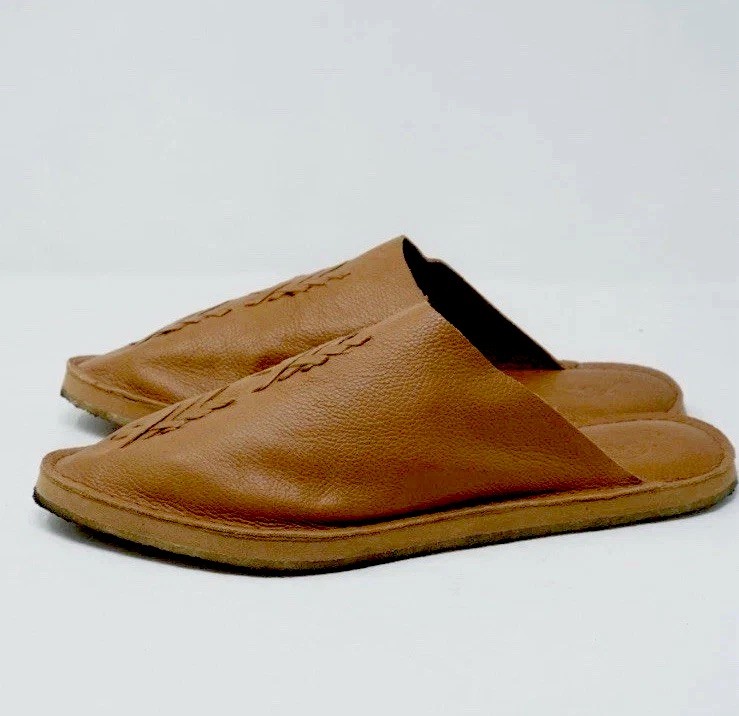 Free People Nova Woven Leather Slides Mules Slip On Loafers Cognac Sz 39 / 8.5