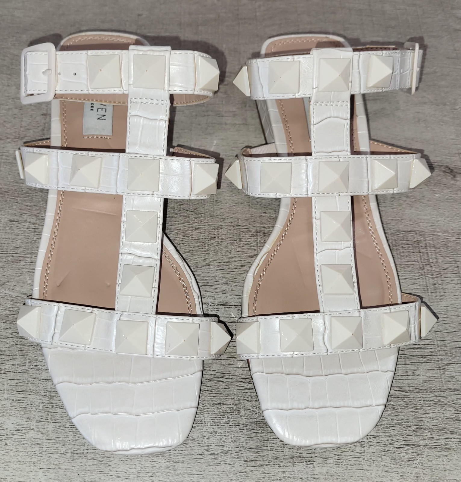 Steven New York Nordstrom Ivory Ankle Strap Studded Sandals Women’s Size 7 Shoes