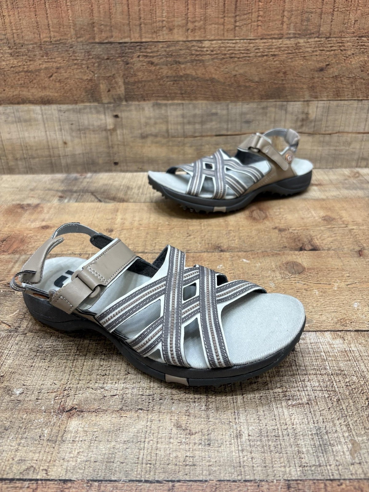 FootJoy Strappy Sandals Womens Size 8 39 Gray Golf Spiked Wedge Comfort Shoes