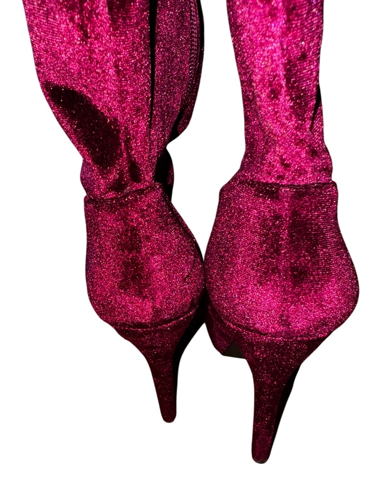 Platform Burgundy Velvet Over The Knee High Heel Boots Size 9.5 Goth Sexy Vamp